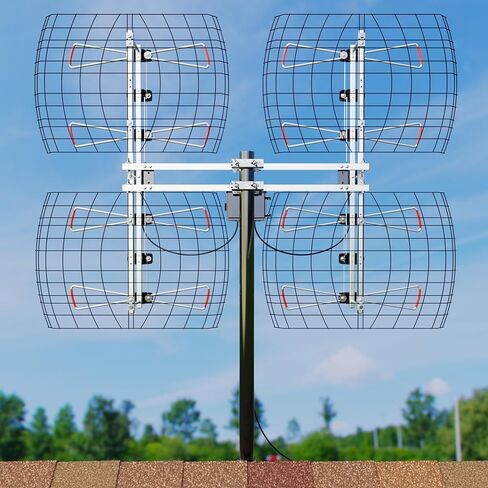 انتيناس دايركت مجمع هوائي VHF/UHF، للاستخدام الداخلي والخارجي، ادوات تركيب في جميع الاحوال الجوية، مشبك ماست قابل للتعديل، اسود - EU385CF-1S in Kuwait