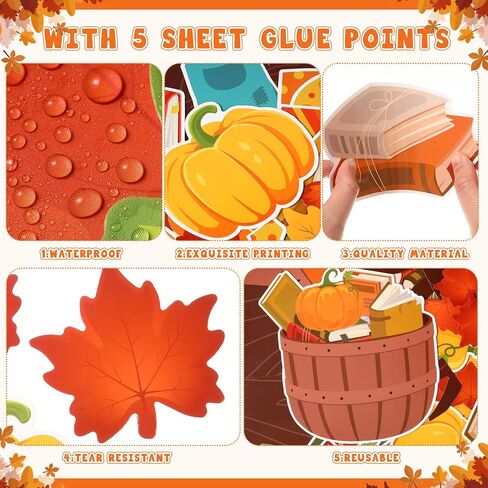 Pasimy Fall Reading Bulletin Boards Book Tree Classroom Decorations Autumn Scarecrow Pumpkin Cutouts Maple Leaves Bulletin Board Sets for Thanksgiving Party Library School Chalkboard Wall Door Decor in Saudi Arabia