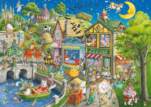 Ravensburger Mother Gooseville 1000piece Jigsaw Puzzle | ورقة بياضية مميزة منظمة | ساحر مشاهد قافية الحضانة من قبل إنغريد سليدر | البناء الواعي للبيئة in Kuwait