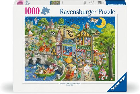 Ravensburger Mother Gooseville 1000piece Jigsaw Puzzle | ورقة بياضية مميزة منظمة | ساحر مشاهد قافية الحضانة من قبل إنغريد سليدر | البناء الواعي للبيئة in Kuwait