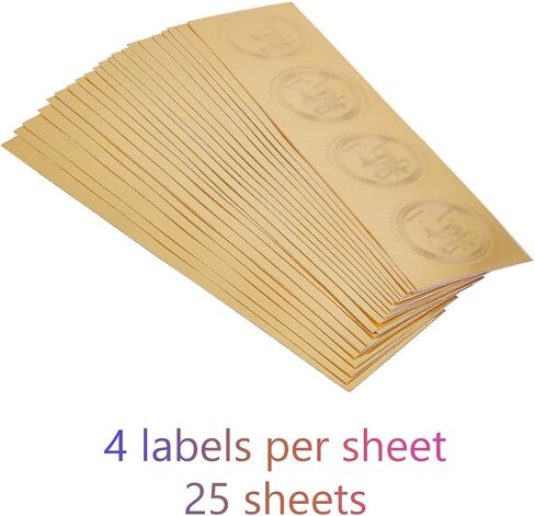 CRASPIRE 100pcs Gold Foil Certificate Seals - Mustang Embossed Gold Certificate Seals 2" Round Self Adhesive Embossed Stickers for Invitations, Graduation, Monogram in Saudi Arabia