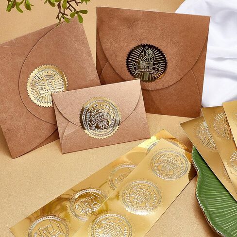 CRASPIRE 100pcs Gold Foil Certificate Seals - Mustang Embossed Gold Certificate Seals 2" Round Self Adhesive Embossed Stickers for Invitations, Graduation, Monogram in Saudi Arabia