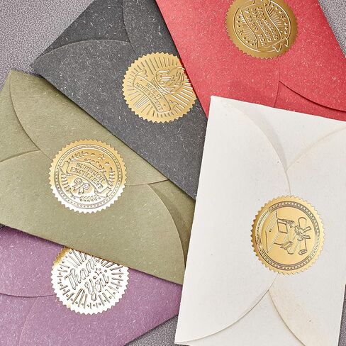 CRASPIRE 100pcs Gold Foil Certificate Seals - Mustang Embossed Gold Certificate Seals 2" Round Self Adhesive Embossed Stickers for Invitations, Graduation, Monogram in Saudi Arabia