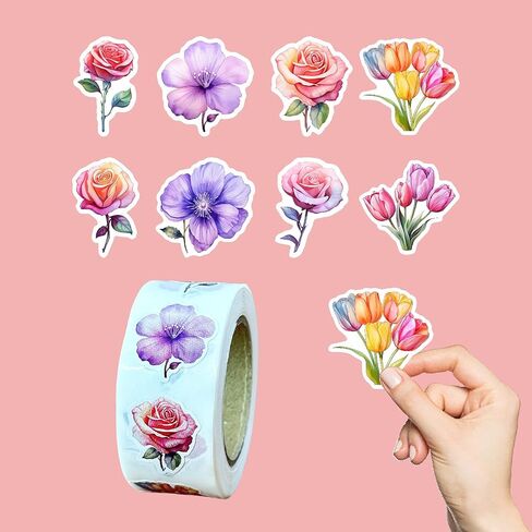 1000 PCS Flower Butterly Stickers Roll 16 Styles Summer Summer Rose Floral Deals 3D Cute Tulip Roll Stickers for Birls Walls Scrapbooks Ackshipes GiftWrap عيد ميلاد وبطاقات المعايدة in Kuwait