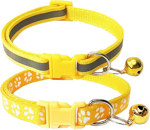 CHBORCHICEN 2-Pack Footprint & Reflective Cat Collar with Bell Basic Dog Cat Collar Buckle Adjustable Polyester Cat Dog Collar or Seatbelts (Small, Blue) in Saudi Arabia