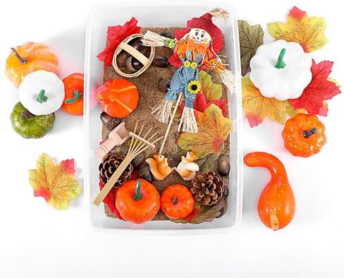 94 Pcs Fall Sensory Bin Fillers for Kids Fall Thanksgiving Fine Motor Toys Autumn Counting Sorting Toy with Leaves Squirrels Pumpkins Scarecrow Pine Cones for Preschool Education Activities in Saudi Arabia