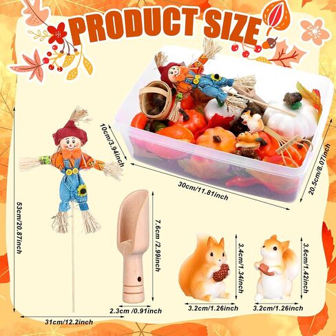 94 Pcs Fall Sensory Bin Fillers for Kids Fall Thanksgiving Fine Motor Toys Autumn Counting Sorting Toy with Leaves Squirrels Pumpkins Scarecrow Pine Cones for Preschool Education Activities in Saudi Arabia