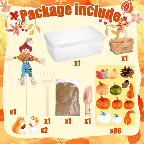 94 Pcs Fall Sensory Bin Fillers for Kids Fall Thanksgiving Fine Motor Toys Autumn Counting Sorting Toy with Leaves Squirrels Pumpkins Scarecrow Pine Cones for Preschool Education Activities in Saudi Arabia