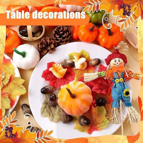 94 Pcs Fall Sensory Bin Fillers for Kids Fall Thanksgiving Fine Motor Toys Autumn Counting Sorting Toy with Leaves Squirrels Pumpkins Scarecrow Pine Cones for Preschool Education Activities in Saudi Arabia