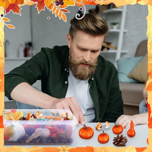 94 Pcs Fall Sensory Bin Fillers for Kids Fall Thanksgiving Fine Motor Toys Autumn Counting Sorting Toy with Leaves Squirrels Pumpkins Scarecrow Pine Cones for Preschool Education Activities in Saudi Arabia