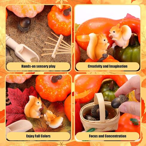 94 Pcs Fall Sensory Bin Fillers for Kids Fall Thanksgiving Fine Motor Toys Autumn Counting Sorting Toy with Leaves Squirrels Pumpkins Scarecrow Pine Cones for Preschool Education Activities in Saudi Arabia
