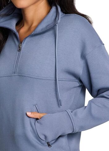 سويت شيرت نسائي خفيف الوزن من RBX Active مصنوع من الصوف بسحاب 1/4 مع جيوب in Kuwait