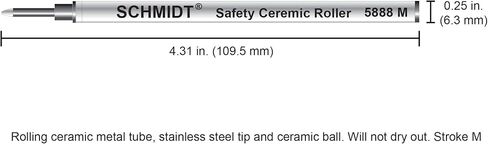 Schmidt 5888 Ceramic Rollerball Metal Tube Refill Medium Point 0.7mm, Black, 2 Pack Blister (SC58104) in Saudi Arabia