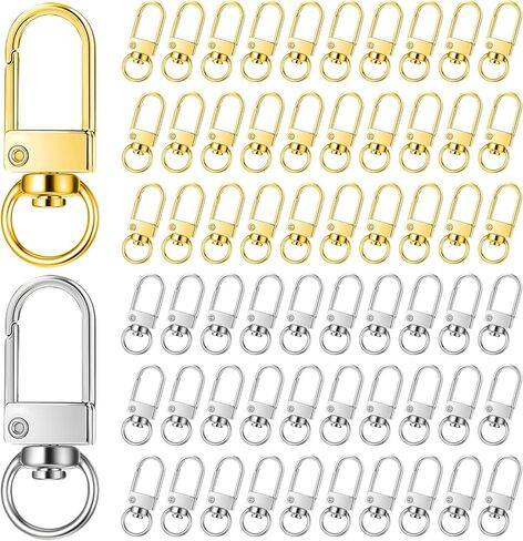 60Pcs Metal Lobster Claw Clasps Silver Swivel Snap Keychain Hooks for Making DIY Crafts Lanyard Purse Bracelet Jewelry Making Accessories Fastener Hook Connector in Kuwait
