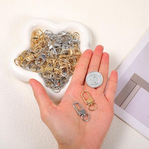 60Pcs Metal Lobster Claw Clasps Silver Swivel Snap Keychain Hooks for Making DIY Crafts Lanyard Purse Bracelet Jewelry Making Accessories Fastener Hook Connector in Kuwait