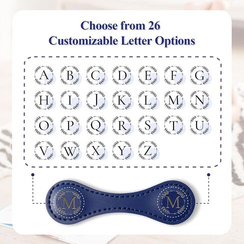 Personalized Leather Magnetic Bookmark with Pen Holder – Custom Initial Design for Readers（Brown-M） in Saudi Arabia