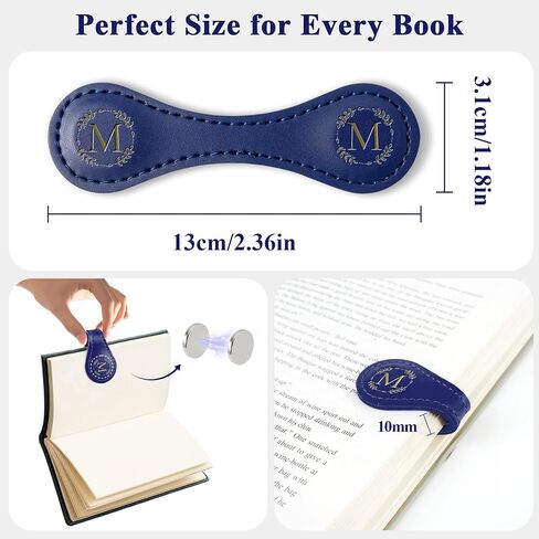 Personalized Leather Magnetic Bookmark with Pen Holder – Custom Initial Design for Readers（Brown-M） in Saudi Arabia