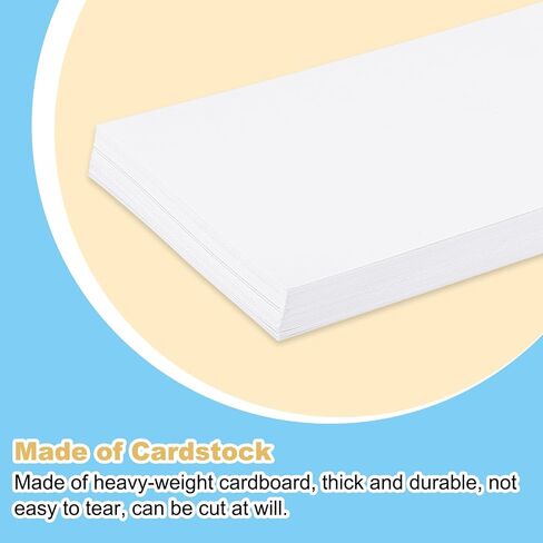 PATIKIL 100 Sheets White Sentence Strips, 3" x 12" Thick Cardstock 110gsm Blank Paper Sentence Strips for Teachers Classrooms Offices Homes, White in Saudi Arabia