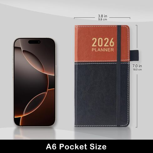 Pocket Calendar/Planner 2026, Jan.2026 - Dec.2026 Daily Weekly and Monthly Planner Small Size for Purse, 3.8" x 7", Mini Pocket Appointment Book 2026 with Monthly Tabs, for Women Planning in Saudi Arabia