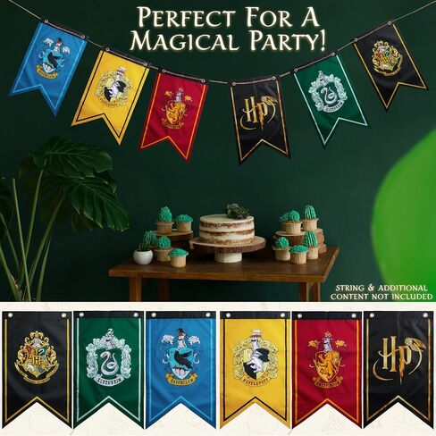 Harry Potter Party Decorations 6 Banners 20" x 12" Hogwarts Flags Birthday & Home Decoration in Saudi Arabia