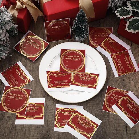 Colarr 60 Pcs Jumbo Christmas Stickers Gift from Santa Gift Name Tag Sticker Christmas North Pole Rustic Modern Gold Foil Tag from Santa Claus Holiday Xmas Labels for Self Adhesive Wrapping Favor in Saudi Arabia