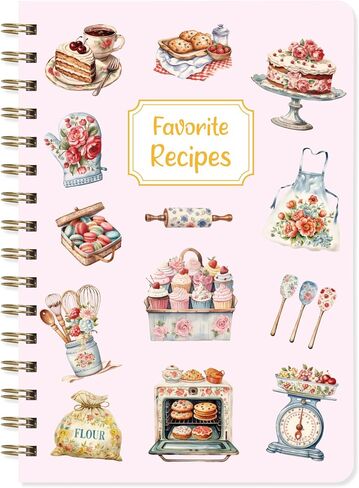 ceiba tree Blank Recipe Book to Write in Your Own Recipes 6 X 8.6 inch Hardcover 140 Pages Flower Baking Pink Cover with Tag Stickers Gift for Mom Wife Women in Saudi Arabia