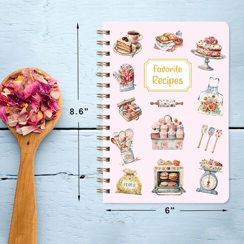 ceiba tree Blank Recipe Book to Write in Your Own Recipes 6 X 8.6 inch Hardcover 140 Pages Flower Baking Pink Cover with Tag Stickers Gift for Mom Wife Women in Saudi Arabia