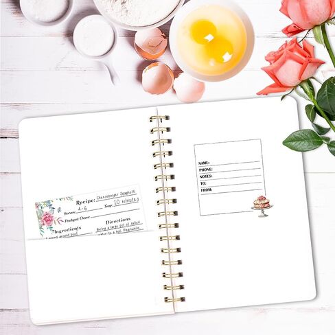 ceiba tree Blank Recipe Book to Write in Your Own Recipes 6 X 8.6 inch Hardcover 140 Pages Flower Baking Pink Cover with Tag Stickers Gift for Mom Wife Women in Saudi Arabia
