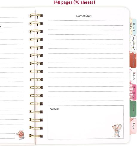 ceiba tree Blank Recipe Book to Write in Your Own Recipes 6 X 8.6 inch Hardcover 140 Pages Flower Baking Pink Cover with Tag Stickers Gift for Mom Wife Women in Saudi Arabia