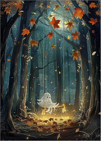 Halloween Horror Holiday Ghost Puzzle 1000 Piece for Adults, Fall Spooky Forest Jigsaw Puzzle, Moon Scenic Scary Puzzle in Saudi Arabia