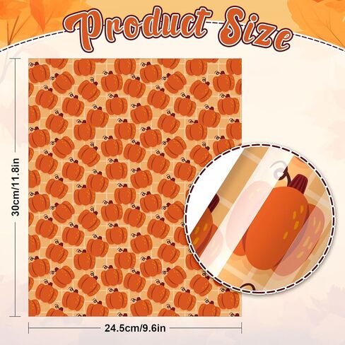 Whaline 12 Sheets Fall Heat Transfer Vinyl Thanksgiving Iron on Vinyl Autumn Orange Patterned HTV Adhesive Craft Vinyl for Clothing Fabric T-Shirt DIY, 9.6 x 11.8 Inch in Saudi Arabia