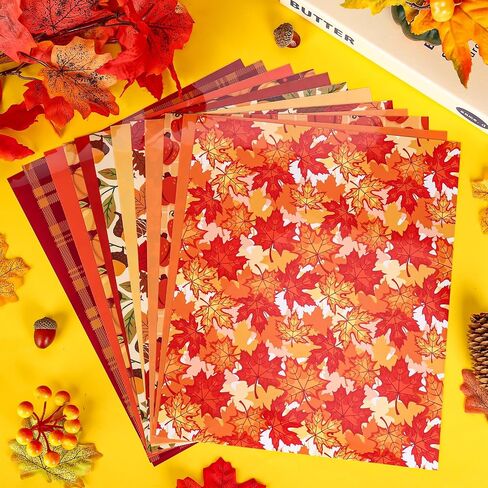 Whaline 12 Sheets Fall Heat Transfer Vinyl Thanksgiving Iron on Vinyl Autumn Orange Patterned HTV Adhesive Craft Vinyl for Clothing Fabric T-Shirt DIY, 9.6 x 11.8 Inch in Saudi Arabia