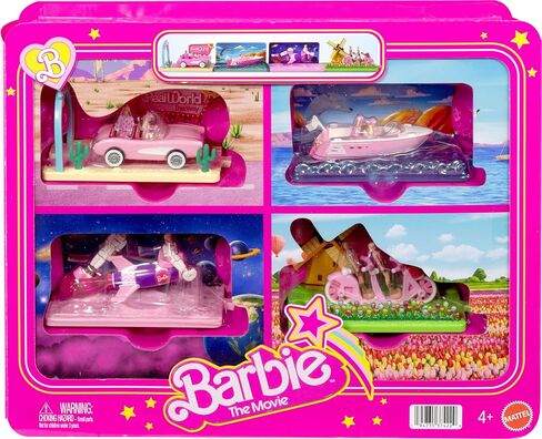 Barbie Mini Barbieland مجموعة مركبات الأفلام ، وتشمل 8 دمى 1.5 بوصة و 4 سيارات مستوحاة من الفيلم in Saudi Arabia