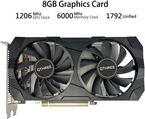 QTHREE Radeon RX 580 Computer Video Graphics Card,8GB,2048SP,GDDR5,256 Bit,3X DP,HDMI,DVI,GPU for PC Gaming,PCI Express x16 3.0,DirectX 12 in Kuwait