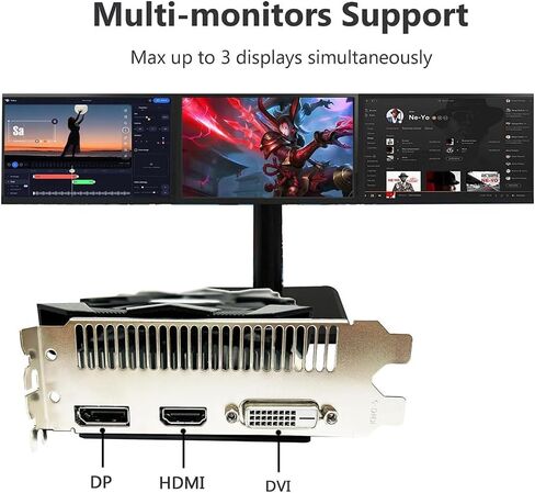 QTHREE Radeon RX 580 Computer Video Graphics Card,8GB,2048SP,GDDR5,256 Bit,3X DP,HDMI,DVI,GPU for PC Gaming,PCI Express x16 3.0,DirectX 12 in Kuwait