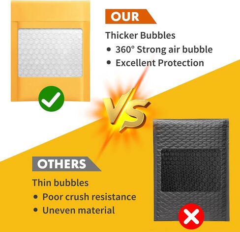 PowerKing Yellow Bubble Mailers 8x10 Inch Padded Envelopes 50 Pack, Self -Seal Waterproof Poly Bubble Shipping Bags for Mailing Jewelry, Makeup, Small Business in Saudi Arabia