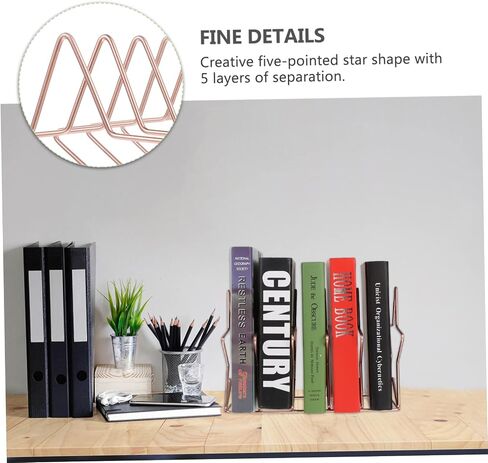 Artibetter 1pc Metal Book Rack Pointed Star Ornaments for Bookshelf Storage Rack Simple Design for Office in Saudi Arabia