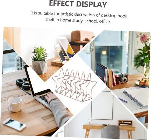 Artibetter 1pc Metal Book Rack Pointed Star Ornaments for Bookshelf Storage Rack Simple Design for Office in Saudi Arabia