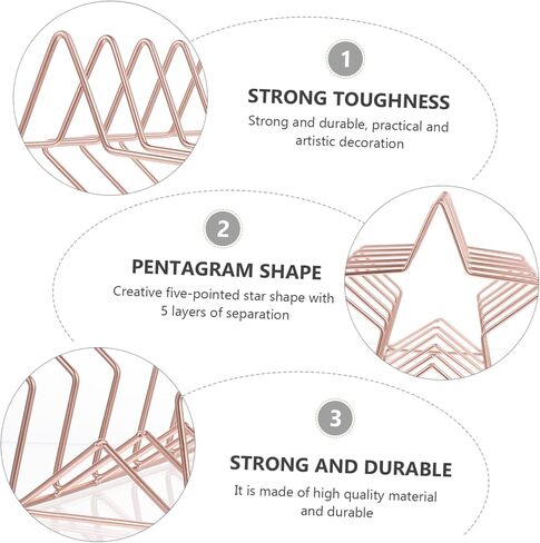 Artibetter 1pc Metal Book Rack Pointed Star Ornaments for Bookshelf Storage Rack Simple Design for Office in Saudi Arabia