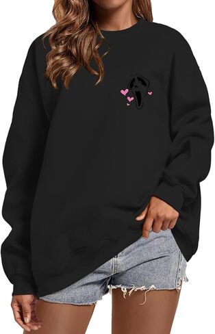 سويت شيرت Bobeutou No You Hang Up للنساء مضحك برسومات Ghostface بأكمام طويلة، قميص الهالوين، بلوفر كاجوال in Kuwait