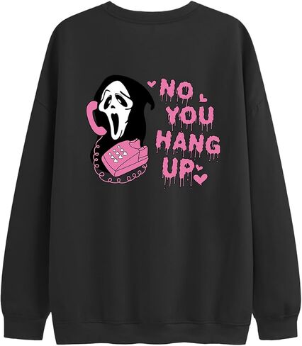 سويت شيرت Bobeutou No You Hang Up للنساء مضحك برسومات Ghostface بأكمام طويلة، قميص الهالوين، بلوفر كاجوال in Kuwait