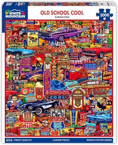 White Mountain Old School Cool Puzzle 1000 Piece Vintag Jigsaw Puzzles for Adults and Families in Saudi Arabia