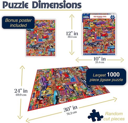 White Mountain Old School Cool Puzzle 1000 Piece Vintag Jigsaw Puzzles for Adults and Families in Saudi Arabia