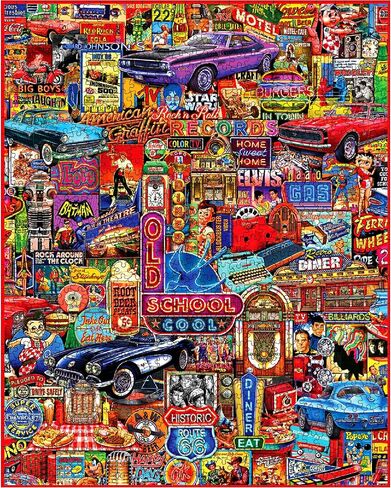 White Mountain Old School Cool Puzzle 1000 Piece Vintag Jigsaw Puzzles for Adults and Families in Saudi Arabia