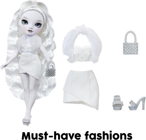 قوس قزح High Shadow High Natasha Zima Grayscale 11 "Dolling Doll مع شعر أبيض وزي أبيض ، حقيبة يد أنيقة ، هدية رائعة للأطفال من 4 إلى 10 سنوات in Saudi Arabia