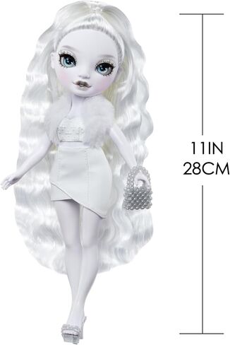 قوس قزح High Shadow High Natasha Zima Grayscale 11 "Dolling Doll مع شعر أبيض وزي أبيض ، حقيبة يد أنيقة ، هدية رائعة للأطفال من 4 إلى 10 سنوات in Saudi Arabia