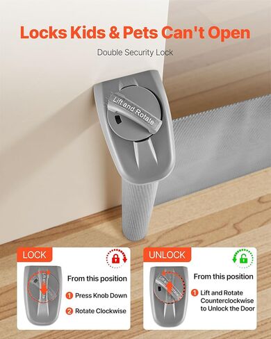 VEVOR Retractable Baby Gate, Extends to 57 inch Wide, 38.5 inch Tall, with Security Lock, Easy to Use, Walk Through Without Tripping, Mesh Dog Gate for Stairs, Hallways, Indoor/Outdoor, Gray in Saudi Arabia