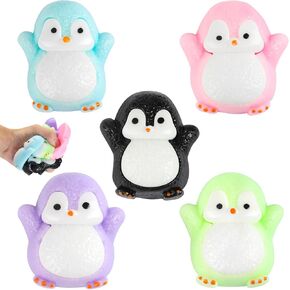 Cute Penguin TaBa Squishy Toys - Kawaii Stress Relief Fidget Sensory Toys, Soft Silicone Squeeze Gifts for Children, Teens, and Adults (5-Pack Black + Green + Pink +Purple+Blue) in Kuwait