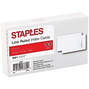 Staples® 3" x 5" Line Ruled White Index Cards, 100/Pack (50993) in Saudi Arabia