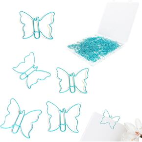 100 PCS Butterfly Paper Clips - مقاطع مكاتب ومقاطع من الفولاذ المقاوم للصدأ للمدرسة ، DIY ، زفاف (أزرق ، 100 حزمة) in Kuwait